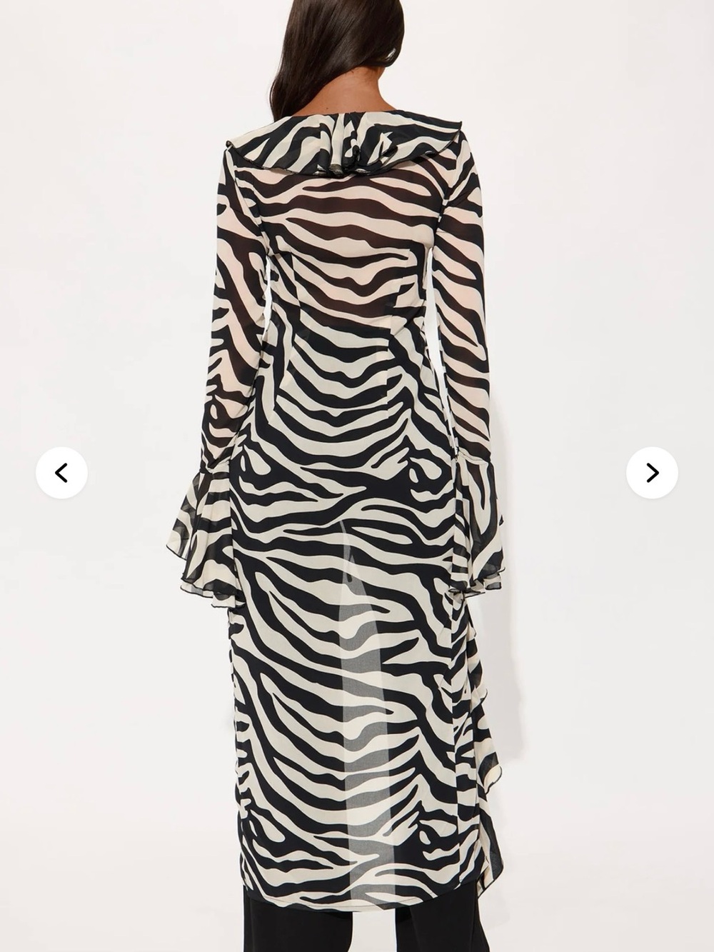 Fashion Nova Black and White Zebra Ruffle Tie-Front Blouse - Picture 2 of 3